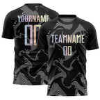 Custom Black Gradient-Gray Curve Lines Sublimation Soccer Uniform Jersey photo 1