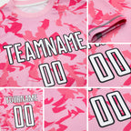 Custom Light Pink Black-Pink Abstract Geometric Pattern Sublimation Soccer Uniform Jersey detail