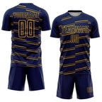 Custom Navy Yellow Lines Sublimation Soccer Uniform Jersey photo 2