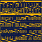 Custom Navy Yellow Lines Sublimation Soccer Uniform Jersey photo 4