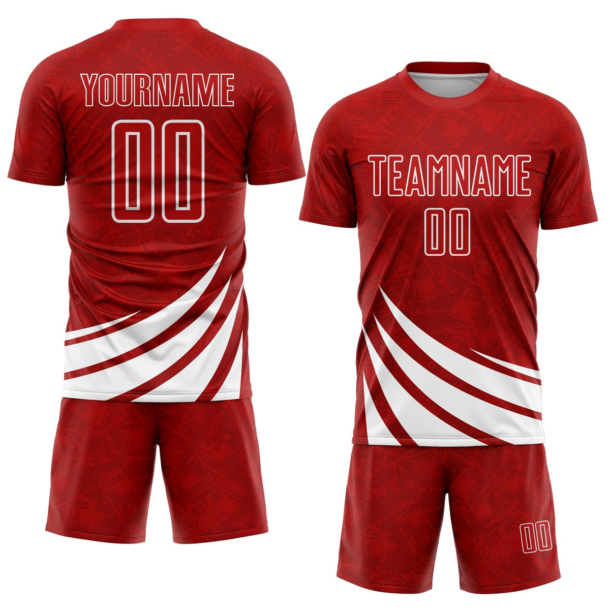 Custom Red White Wind Shapes Sublimation Soccer Uniform Jersey photo 2