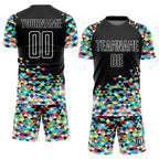 Custom Black White Colorful Geometric Triangle Sublimation Soccer Uniform Jersey photo 2