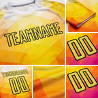 Custom Yellow Hot Pink-Black Geometric Shapes Sublimation Soccer Uniform Jersey detail