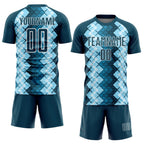 Custom US Navy Blue White Geometric Shapes Sublimation Soccer Uniform Jersey photo 2