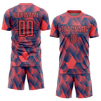 Custom Fire Red Black Geometric Shapes Sublimation Soccer Uniform Jersey photo 2