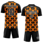 Custom Black Bay Orange-White Geometric Shapes Sublimation Soccer Uniform Jersey photo 2