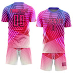 Custom Purple Pink-Black Geometric Shapes Sublimation Soccer Uniform Jersey photo 2