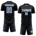 Custom Black Light Blue-White Geometric Lines Sublimation Soccer Uniform Jersey photo 2