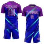 Custom Royal Purple-White Lines Sublimation Soccer Uniform Jersey photo 2
