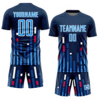 Custom US Navy Blue Sky Blue-White Lines Sublimation Soccer Uniform Jersey photo 2