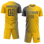 Custom Yellow Steel Gray Lines Sublimation Soccer Uniform Jersey photo 2