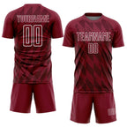 Custom Crimson White Geometric Shapes Sublimation Soccer Uniform Jersey photo 2