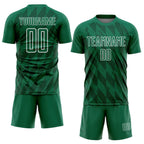 Custom Kelly Green White Geometric Shapes Sublimation Soccer Uniform Jersey photo 2