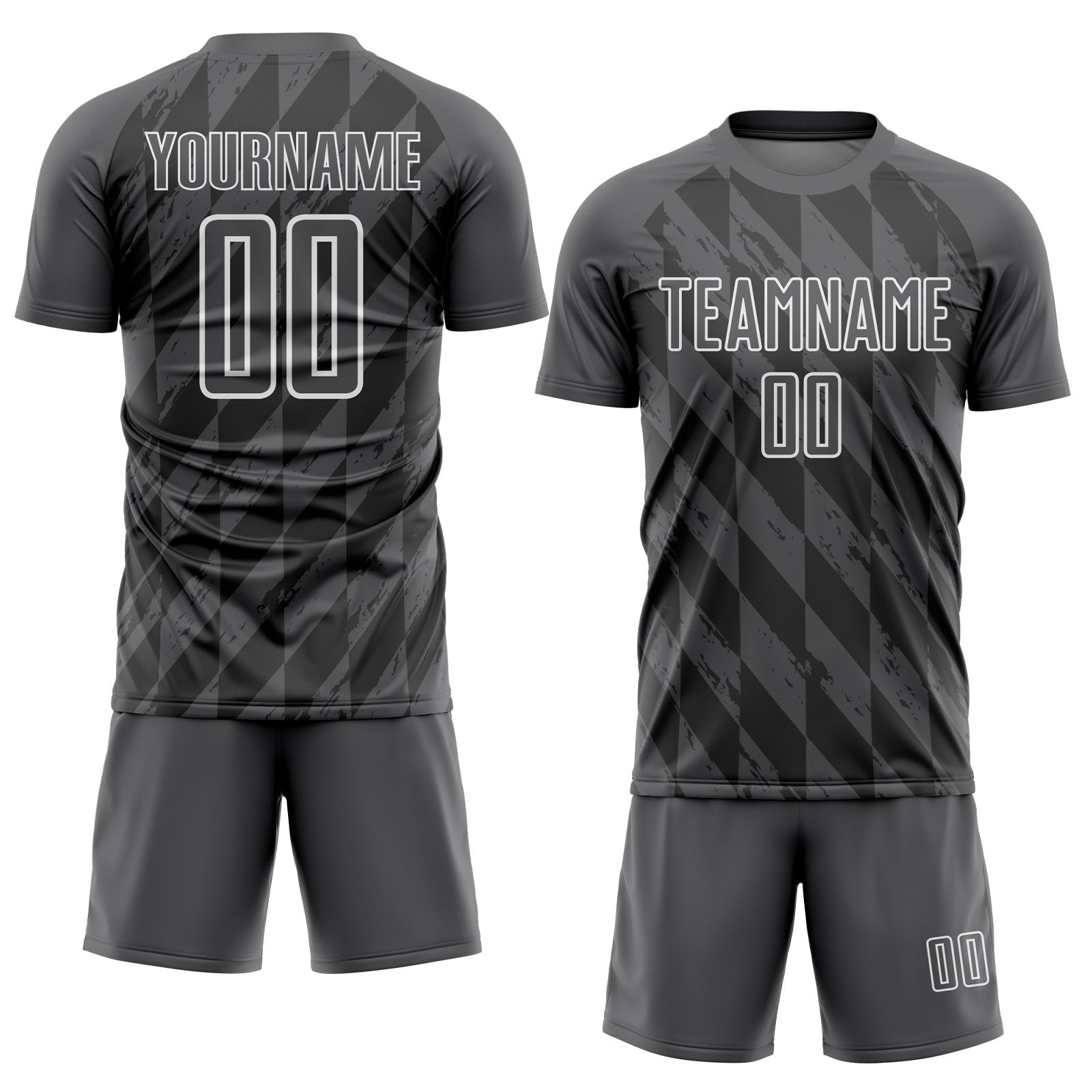 Custom Steel Gray White Geometric Shapes Sublimation Soccer Uniform Jersey photo 2