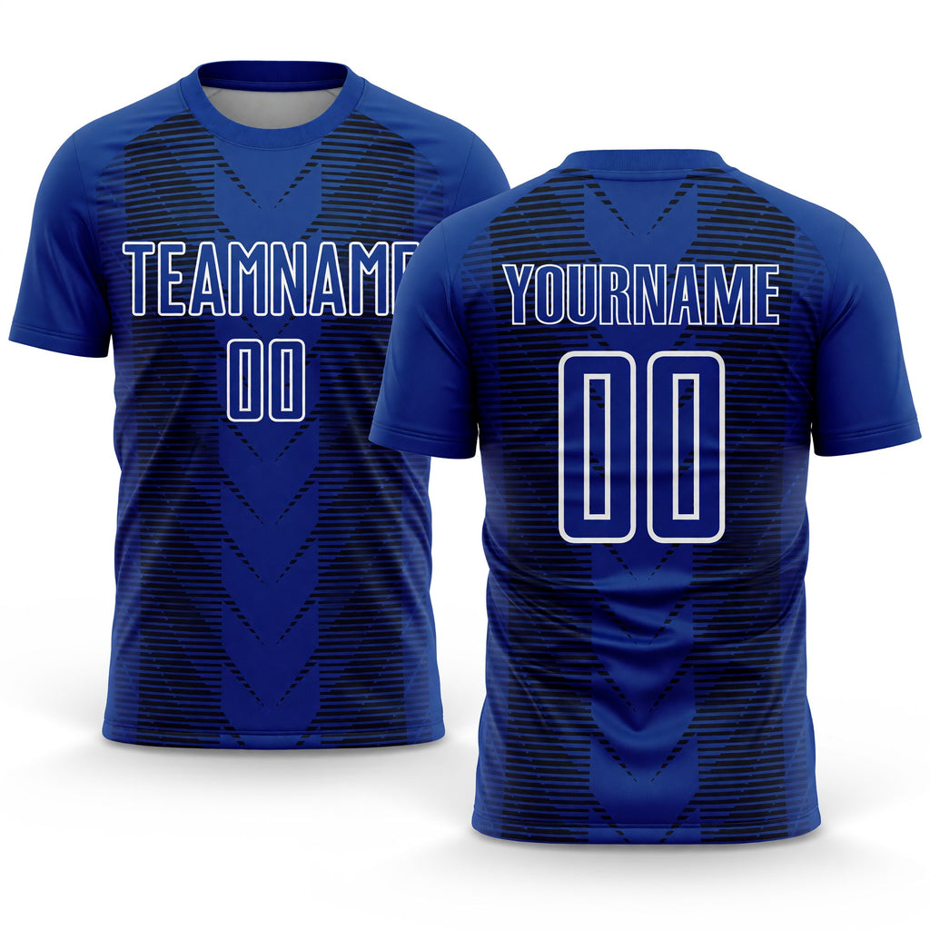 Custom US Navy Blue Black-White Lines Sublimation Soccer Uniform Jersey