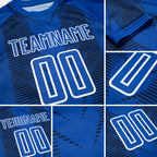 Custom US Navy Blue Black-White Lines Sublimation Soccer Uniform Jersey detail