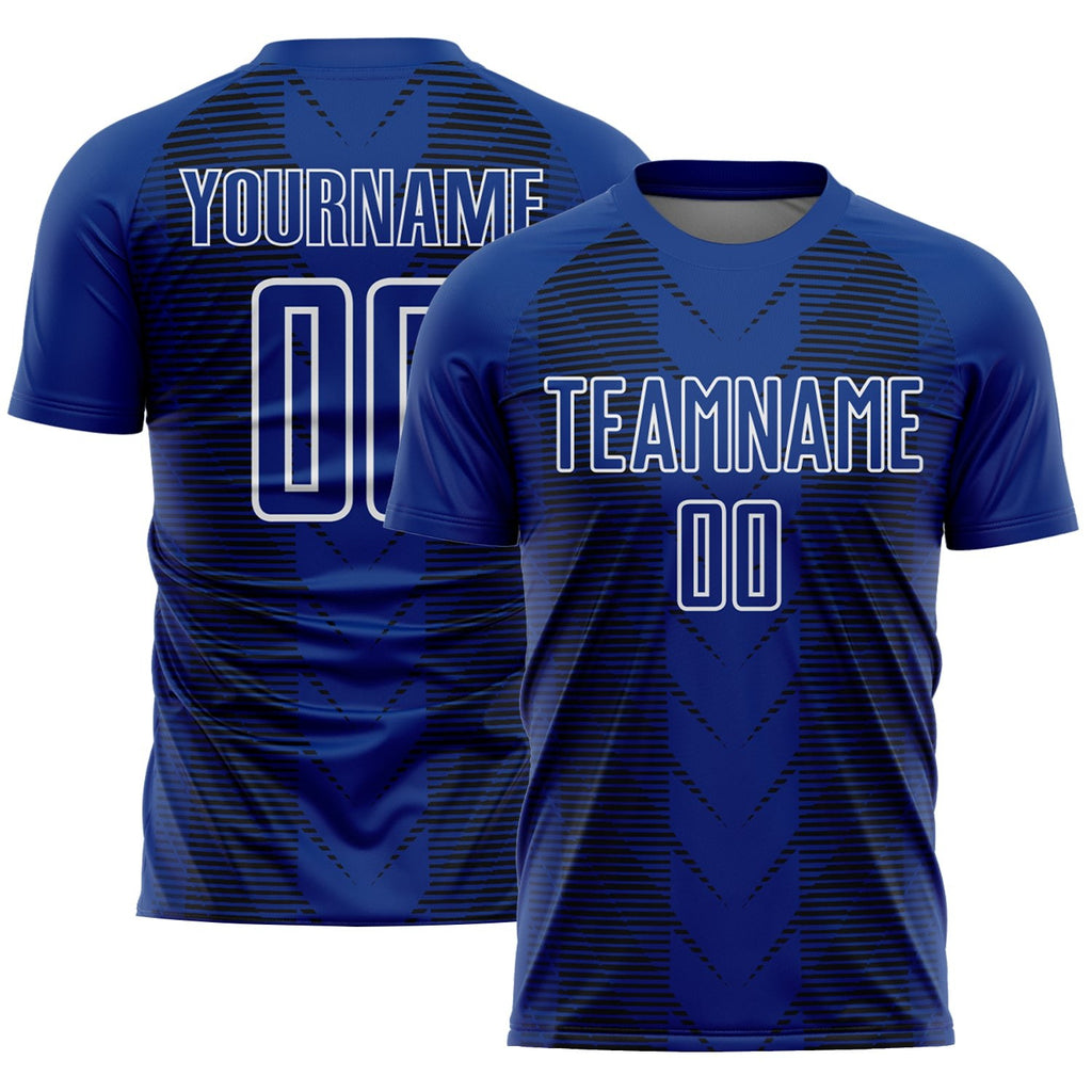 Custom US Navy Blue Black-White Lines Sublimation Soccer Uniform Jersey photo 1