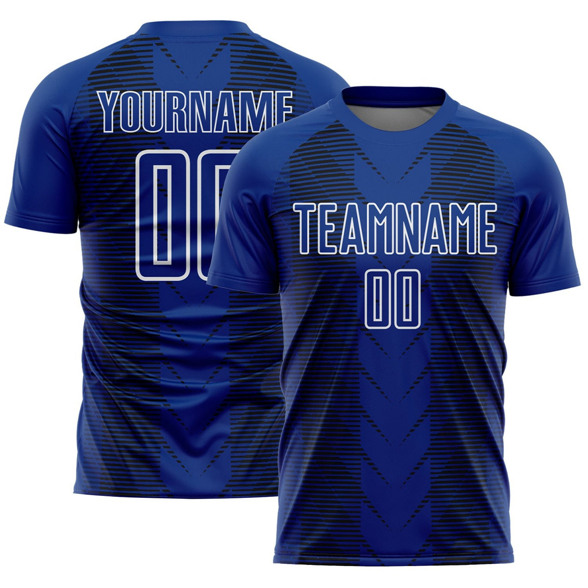 Custom US Navy Blue Black-White Lines Sublimation Soccer Uniform Jersey photo 1