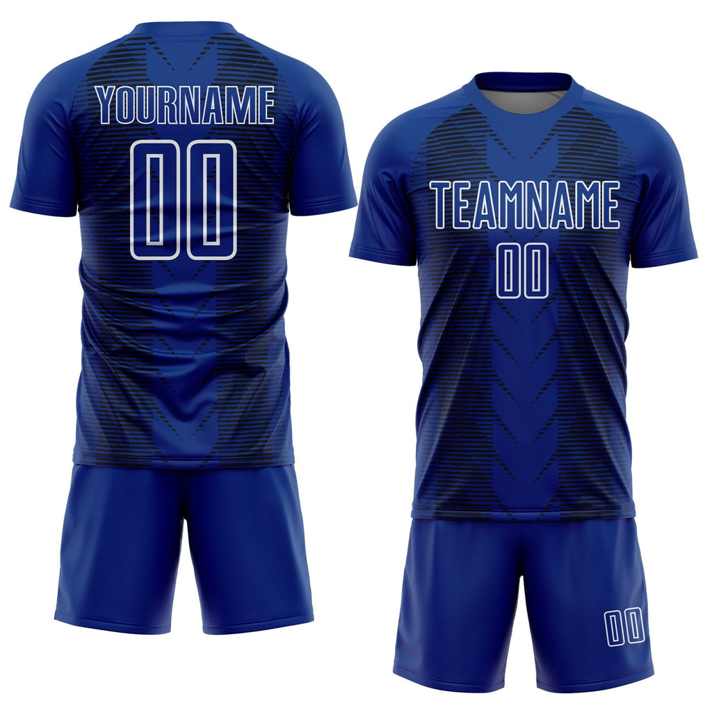 Custom US Navy Blue Black-White Lines Sublimation Soccer Uniform Jersey photo 2