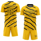 Custom Yellow Black Lines And Dots Sublimation Soccer Uniform Jersey photo 2