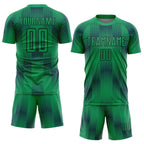 Custom Kelly Green Black Geometric Shapes Sublimation Soccer Uniform Jersey photo 2