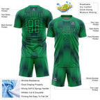 Custom Kelly Green Black Geometric Shapes Sublimation Soccer Uniform Jersey photo 4