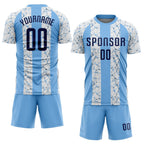 Custom Light Blue Navy-White Sublimation Soccer Uniform Jersey photo 2