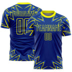 Custom Royal Neon Yellow Geometric Shapes Sublimation Soccer Uniform Jersey