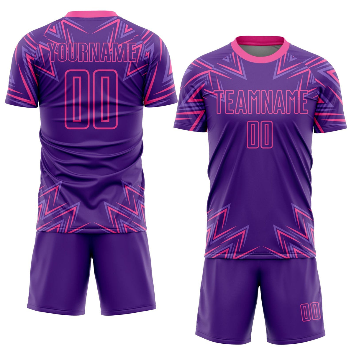 Custom Purple Pink Geometric Shapes Sublimation Soccer Uniform Jersey photo 2
