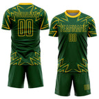 Custom Green Yellow Geometric Shapes Sublimation Soccer Uniform Jersey photo 2