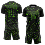 Custom Black Aurora Green Lightning Sublimation Soccer Uniform Jersey photo 2