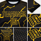 Custom Black Yellow Lightning Sublimation Soccer Uniform Jersey detail