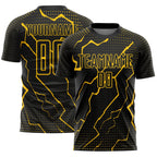 Custom Black Yellow Lightning Sublimation Soccer Uniform Jersey photo 1