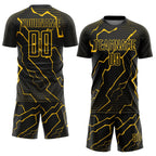 Custom Black Yellow Lightning Sublimation Soccer Uniform Jersey photo 2