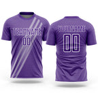 Custom Purple White Diagonal Lines Sublimation Soccer Uniform Jersey
