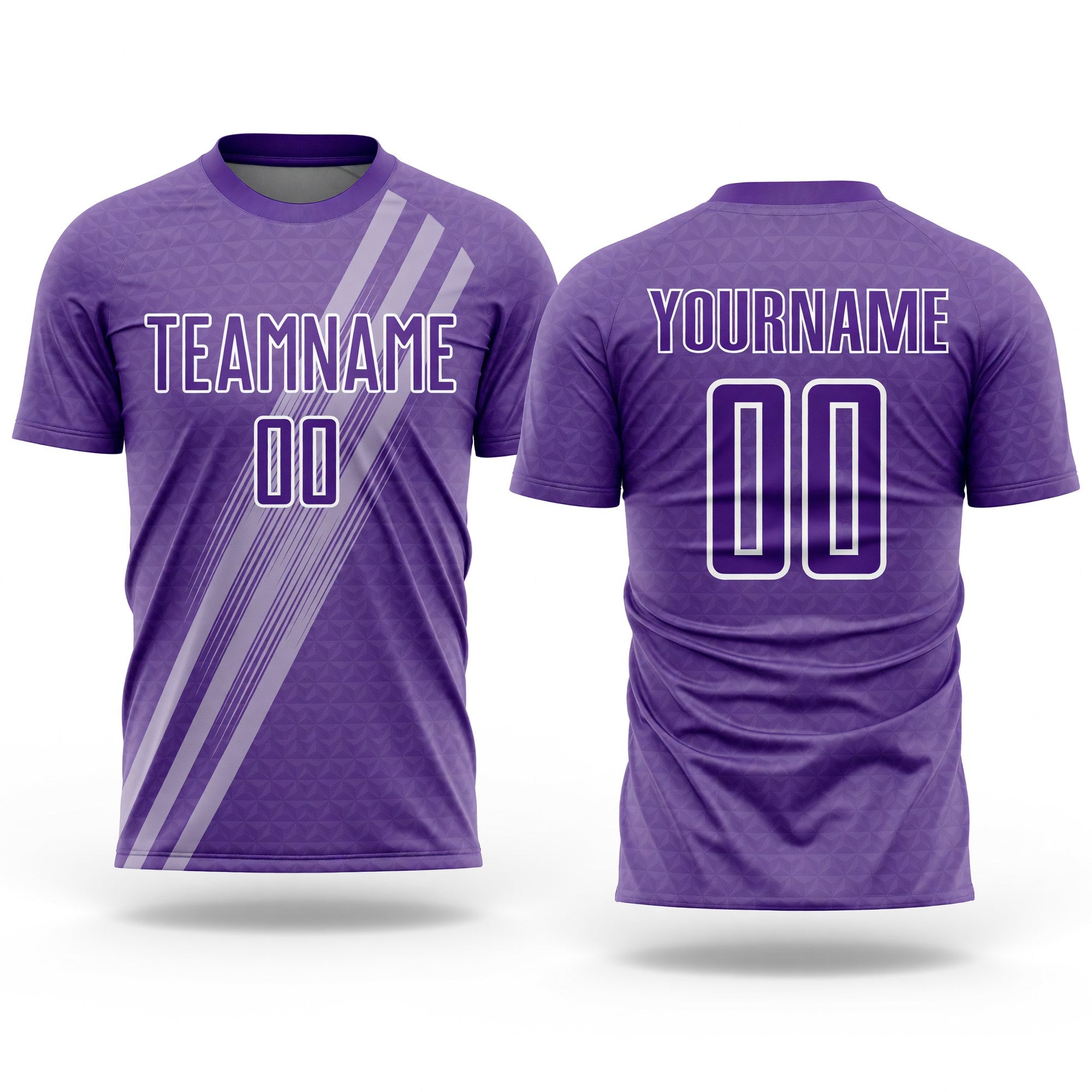 Custom Purple White Diagonal Lines Sublimation Soccer Uniform Jersey
