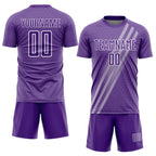 Custom Purple White Diagonal Lines Sublimation Soccer Uniform Jersey photo 2