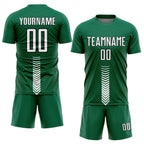 Custom Kelly Green White-Black Arrow Shapes Sublimation Soccer Uniform Jersey photo 2