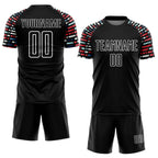 Custom Black White Geometric Shapes Sublimation Soccer Uniform Jersey photo 2