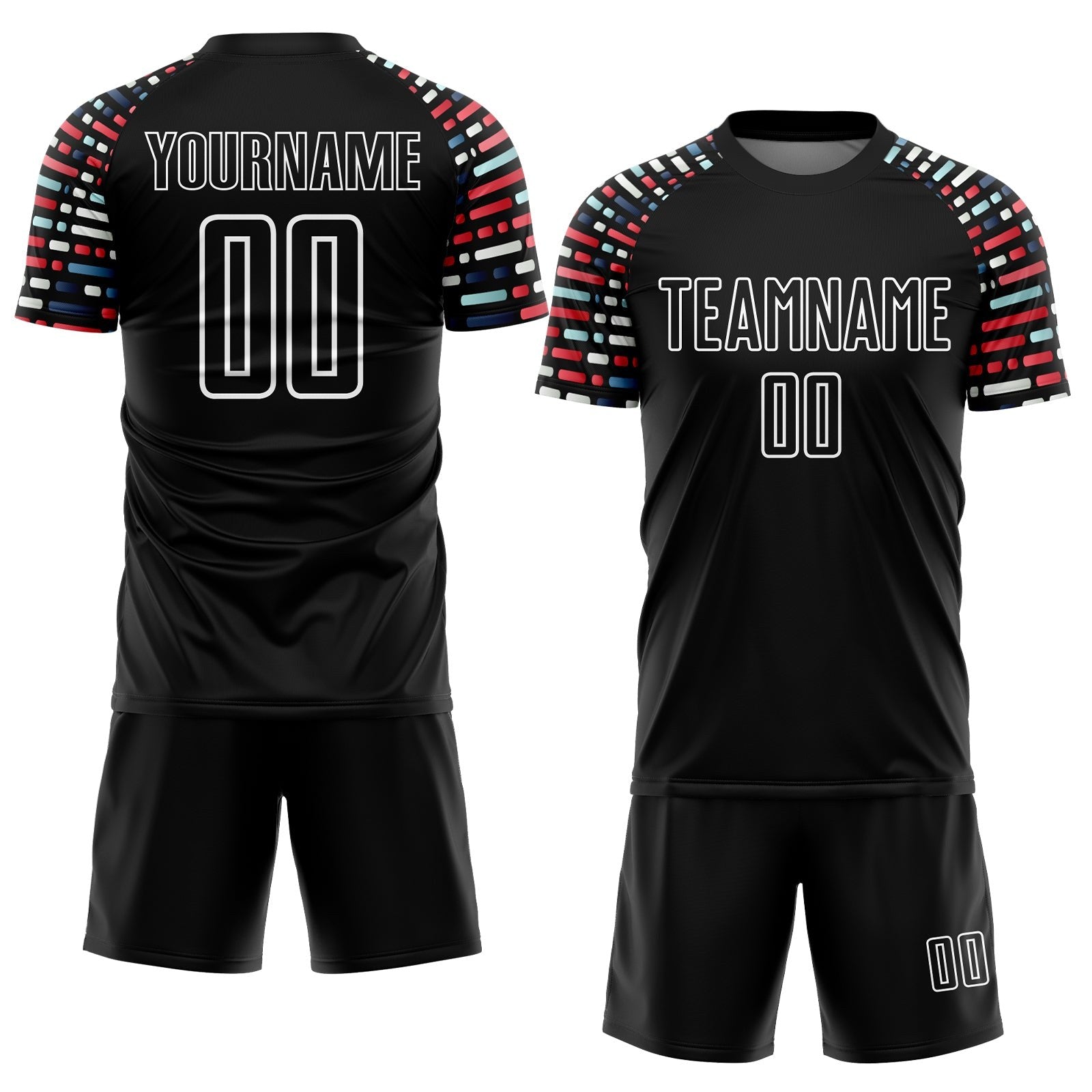 Custom Black White Geometric Shapes Sublimation Soccer Uniform Jersey photo 2