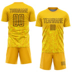 Custom Gold Black Geometric Shapes Sublimation Soccer Uniform Jersey photo 2