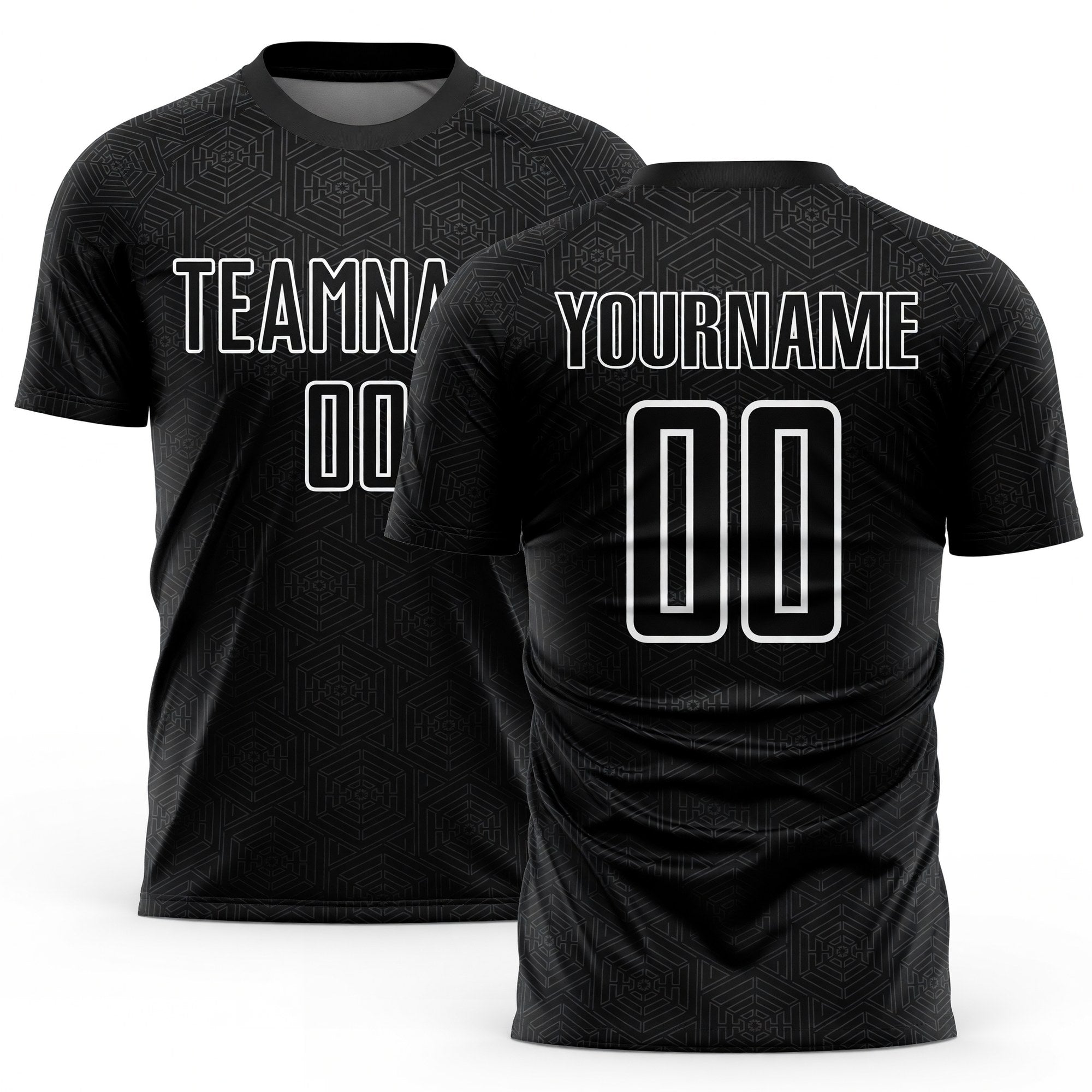 Custom Black White Geometric Shapes Sublimation Soccer Uniform Jersey