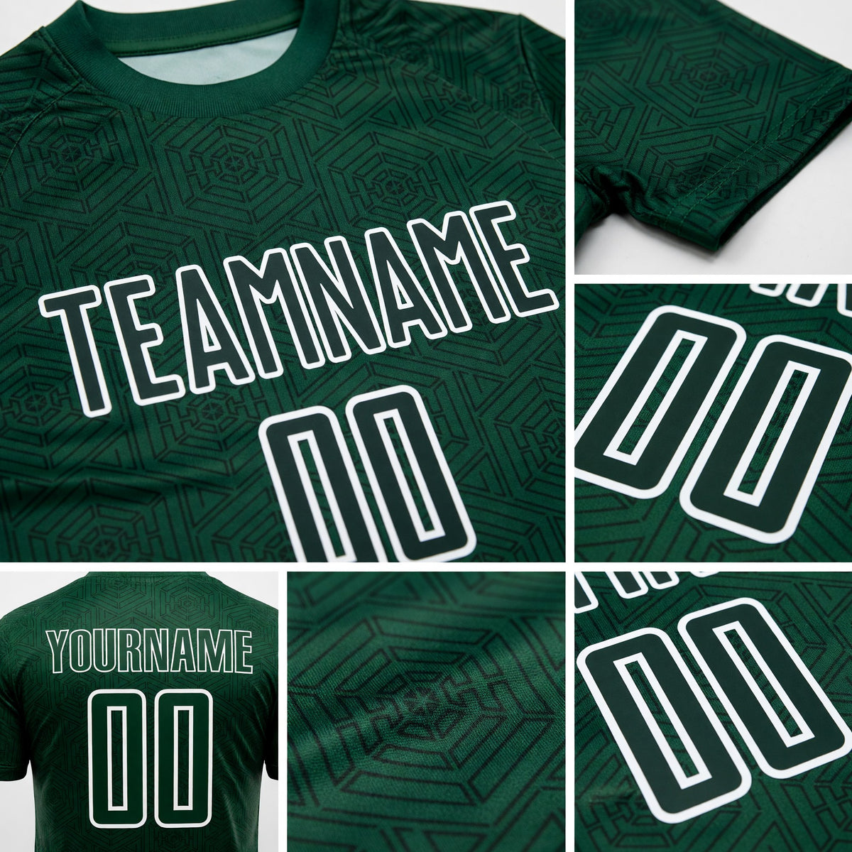 Custom Green White Geometric Shapes Sublimation Soccer Uniform Jersey detail
