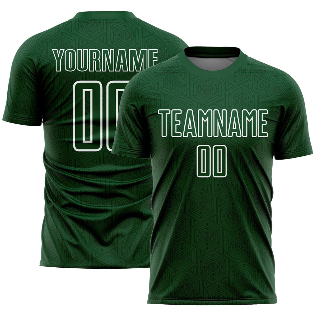 Custom Green White Geometric Shapes Sublimation Soccer Uniform Jersey photo 1
