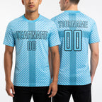 Custom Panther Blue Black Geometric Shapes Sublimation Soccer Uniform Jersey worn front and back