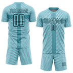 Custom Panther Blue Black Geometric Shapes Sublimation Soccer Uniform Jersey photo 2