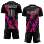 Custom Black Hot Pink-Deep Pink Dripping Splatter Art Sublimation Soccer Uniform Jersey photo 2