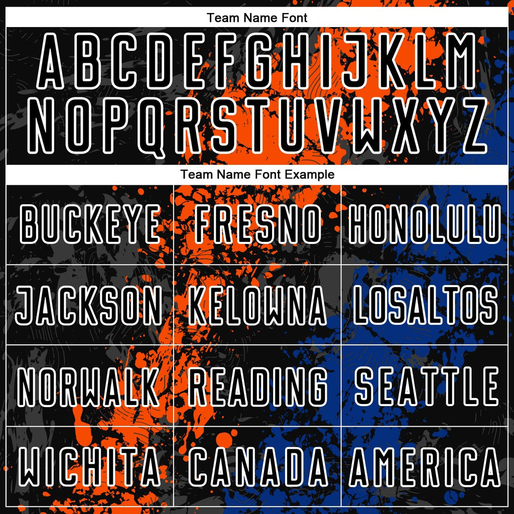 Custom Black Orange-Royal Dripping Splatter Art Sublimation Soccer Uniform Jersey photo 4