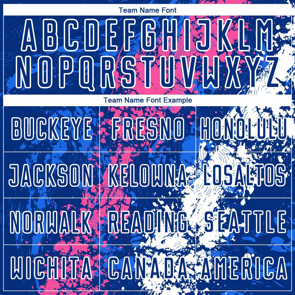 Custom Royal Pink-White Dripping Splatter Art Sublimation Soccer Uniform Jersey photo 4