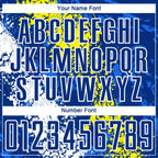 Custom Royal Light Yellow-White Dripping Splatter Art Sublimation Soccer Uniform Jersey photo 5